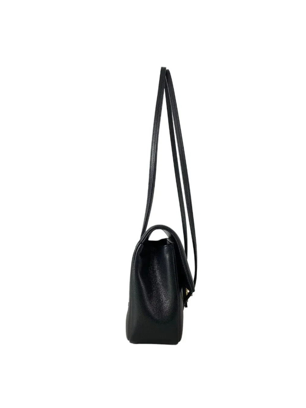 Chanel Shoulder Bag Small Flap Black Vintage Gold